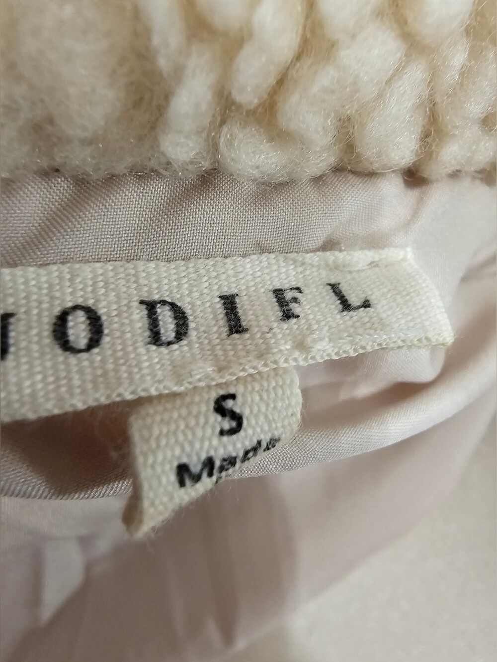 Jodifl Cream Sherpa Jacket Black Faux Leather Toggle Buttons Size S - Picture 5 of 5
